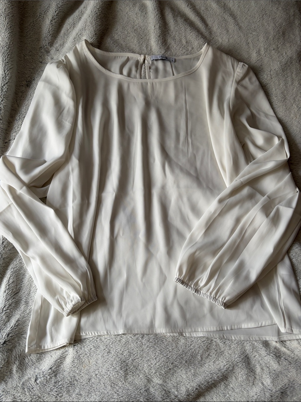 Ricki's Cream Long-Sleeve Sheer Blouse